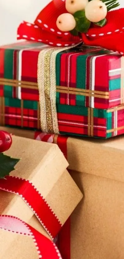 Festive Christmas gifts with vibrant wrapping.