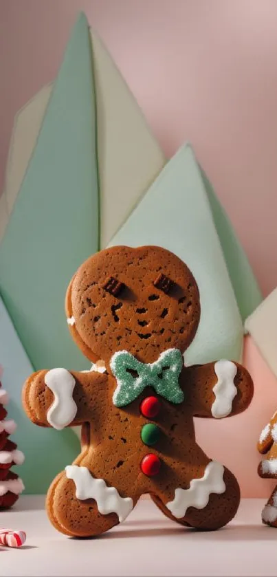 Festive gingerbread man with pastels.