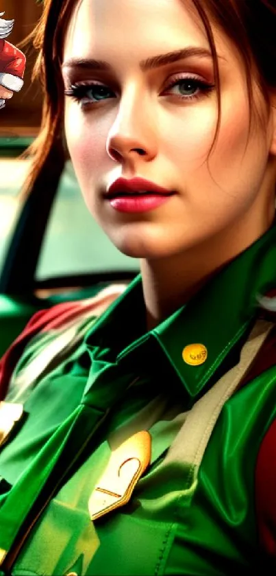 Colorful festive portrait wallpaper with holiday elements in vibrant hues.