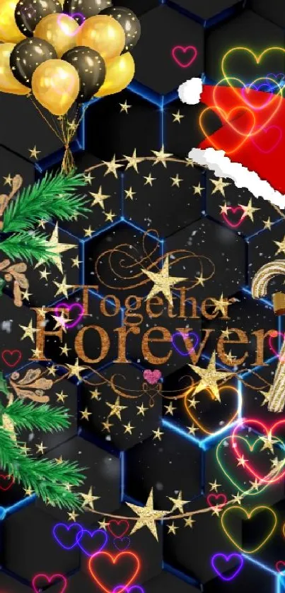Festive mobile wallpaper with Christmas theme and decorations.