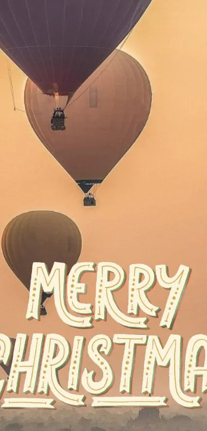 Hot air balloons with Merry Christmas text.