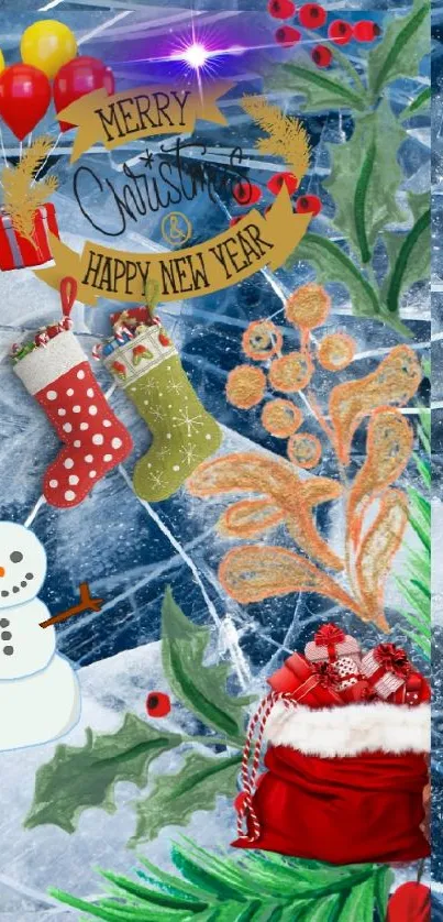Festive Christmas wallpaper with ice background.