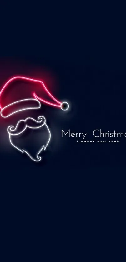 Neon Santa Christmas wallpaper in navy blue background.