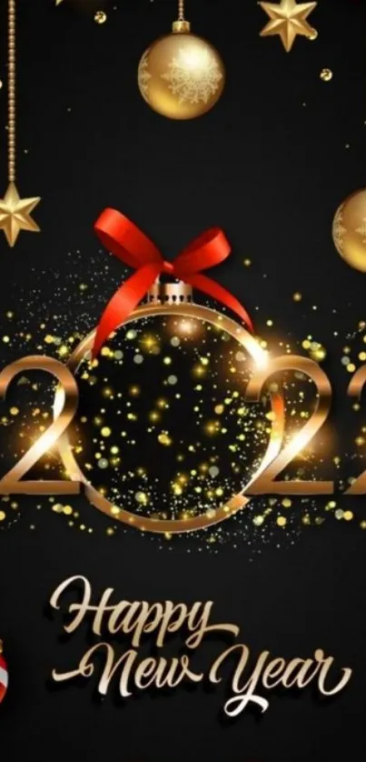 2022 festive wallpaper with New Year decorations and vibrant colors.