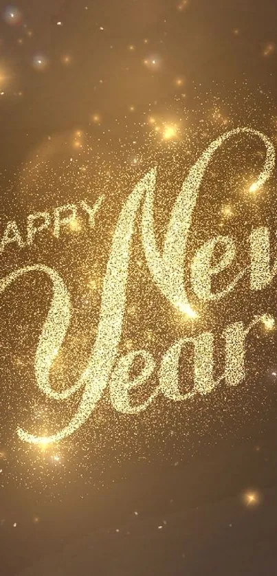 Sparkling New Year wallpaper with golden glitter text.