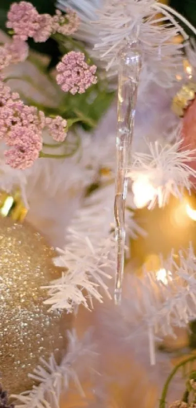 Christmas tree with ornaments and sparkling lights, creating a festive ambiance.