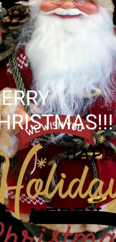 Festive Santa Christmas wallpaper with Merry Christmas wishes.
