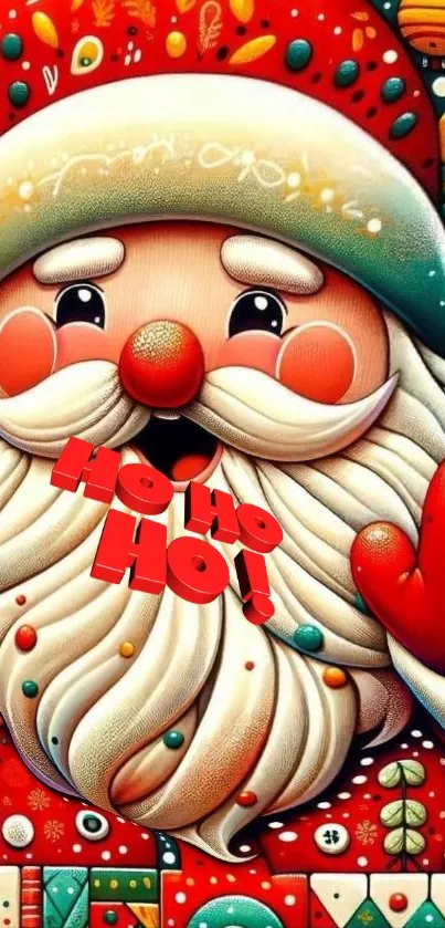 Festive Santa Claus illustration with colorful holiday details.