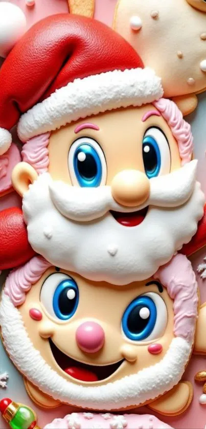 Playful Santa Claus cookie art with festive design.