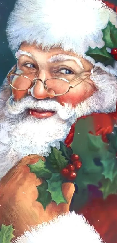 Festive Santa Claus artwork with vibrant Christmas colors.