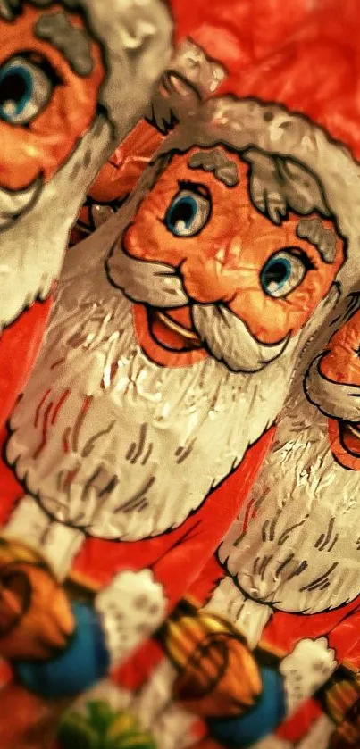 Vibrant Santa Claus mobile wallpaper with festive colors.