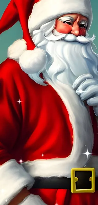 Santa Claus in red and white suit mobile wallpaper.