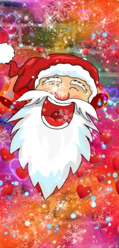 Cheerful Santa Claus on vibrant festive background.