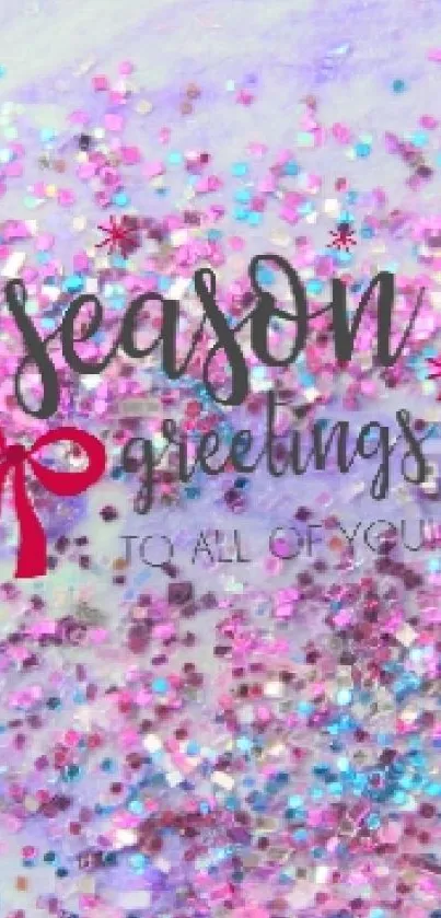 Festive mobile wallpaper with glittery season's greetings.