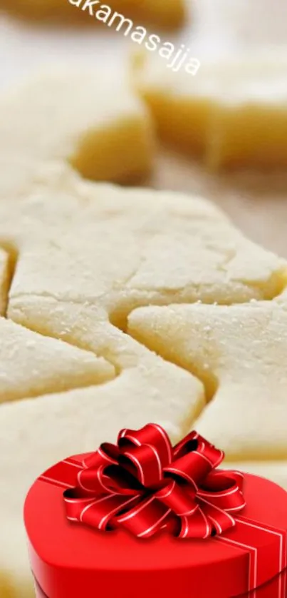 Star-shaped cookies with a red gift box for festive flair.