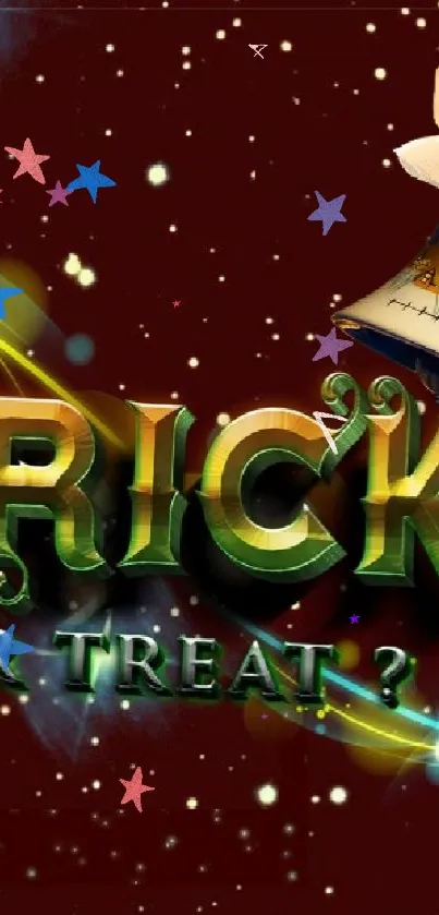 Festive Trick or Treat wallpaper with bells and stars.