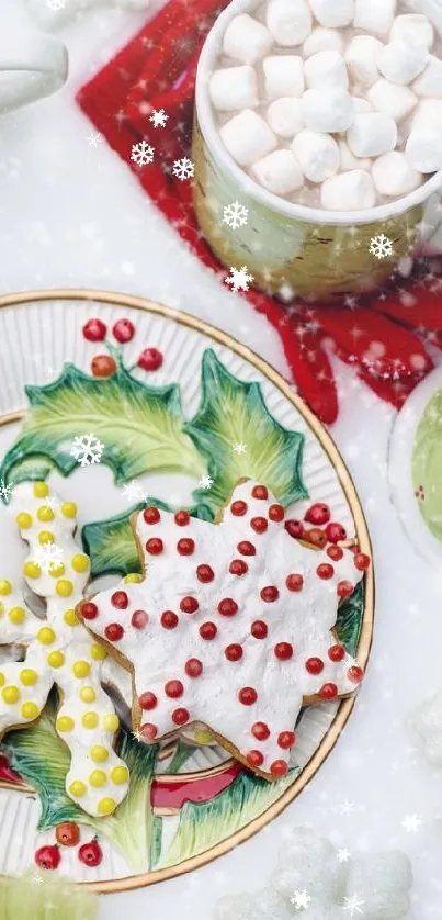 Festive winter cookies with green knit hat.