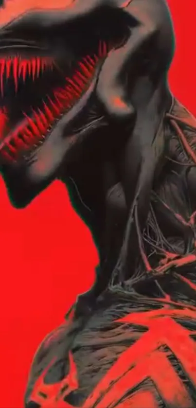 Abstract creature on red background, bold and dynamic.