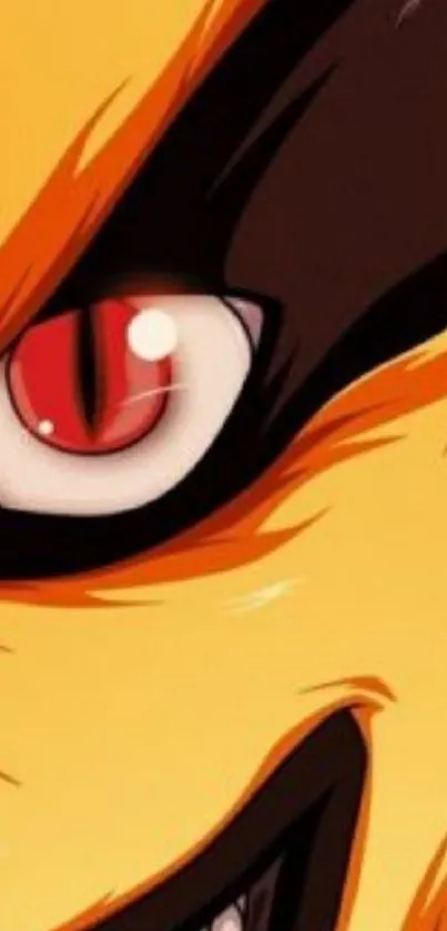 Anime eye with vivid red and orange colors.