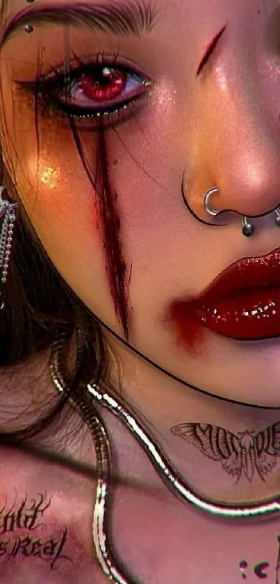 Fierce artistic portrait with piercings.