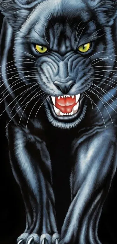 Fierce black panther with vivid details and sharp features.