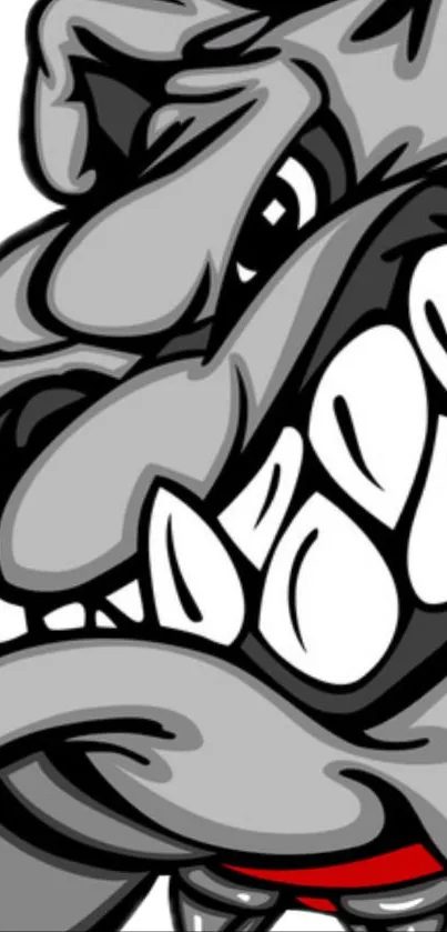 Fierce bulldog graphic in grayscale design for mobile wallpaper.