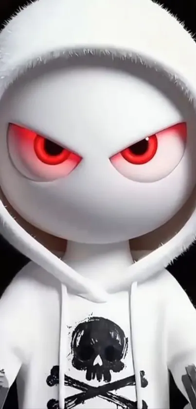Fierce cartoon character with red eyes.
