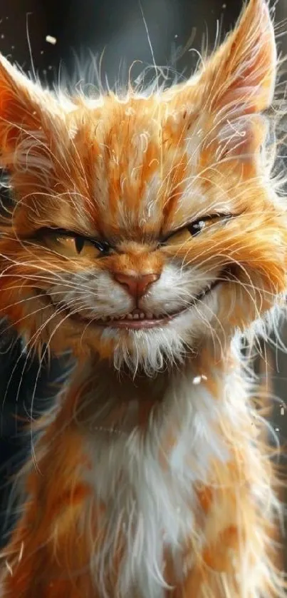 Artistic wallpaper of a fierce orange cat.