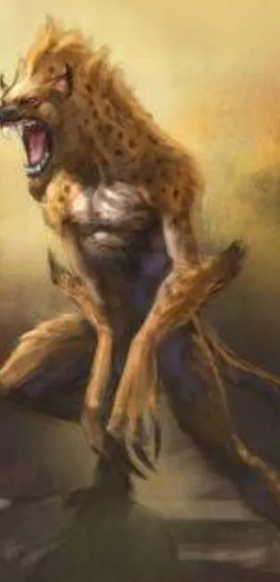 A roaring anthropomorphic beast in dramatic fantasy art.