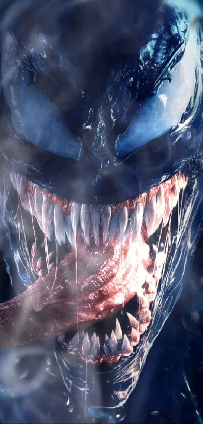 Dark blue creature with sharp teeth wallpaper.