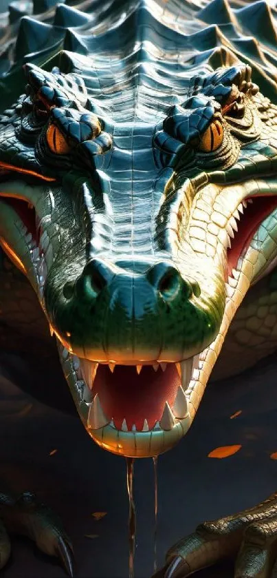 Fierce crocodile mobile wallpaper with lifelike details.