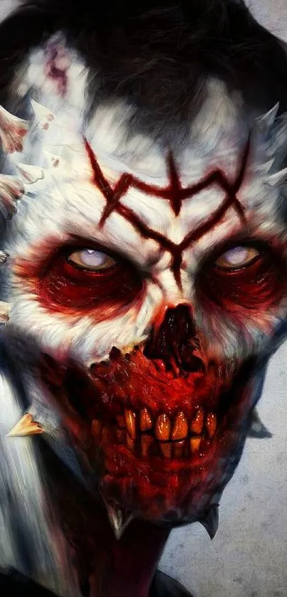 Intense demon artwork with spiked skull design.