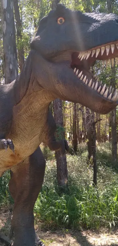 Tyrannosaurus Rex standing in forest clearing.