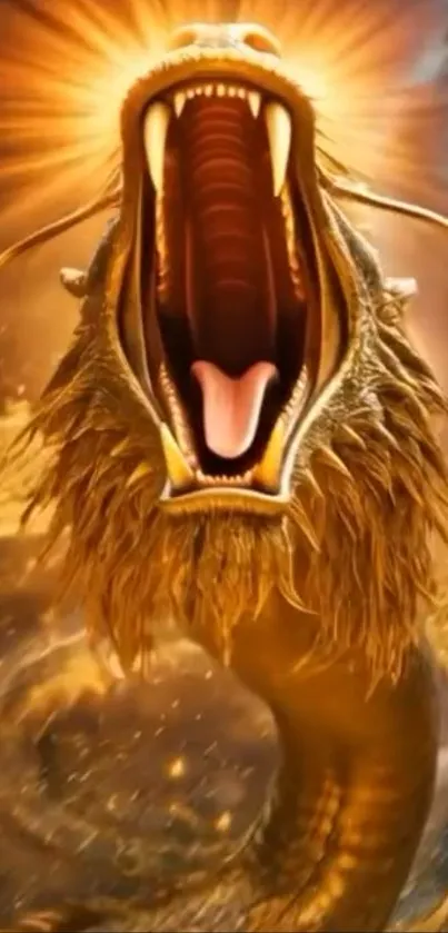 Fiery dragon with open mouth in fantasy art wallpaper.