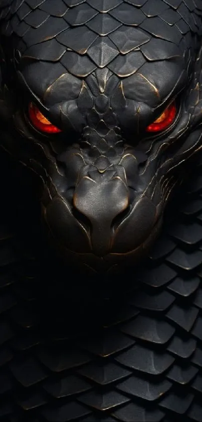 Dramatic dragon eye wallpaper with dark scales and fiery red eyes.