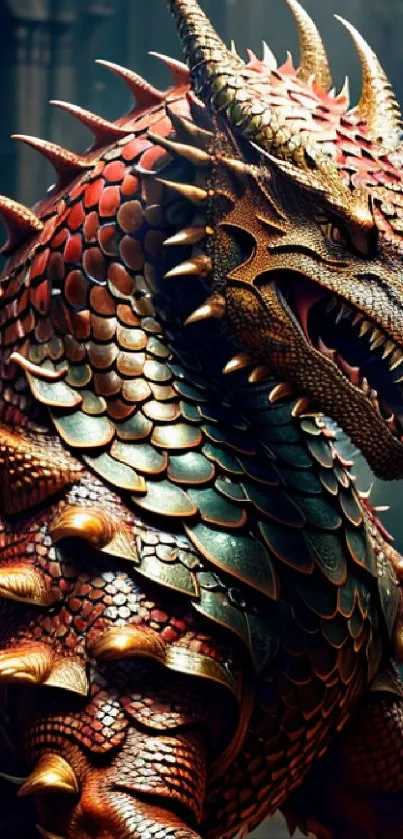 Fantasy dragon art with copper scales and intricate detailing.