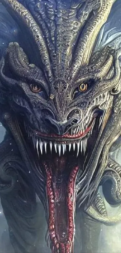 Detailed fantasy dragon art on mobile wallpaper, perfect for epic visuals.