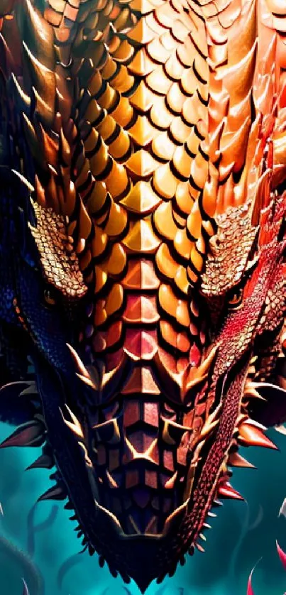 Vibrant dragon with intricate scales and a mystical aura in fantasy art style.