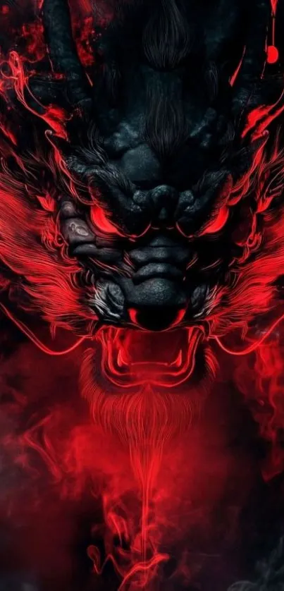 Fierce dragon with fiery red flames in intense fantasy art.