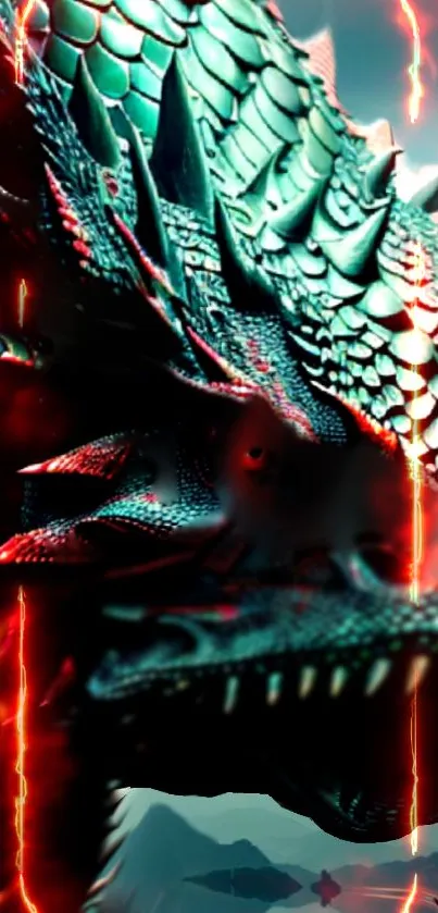 Epic fiery dragon wallpaper for mobile with detailed scales.