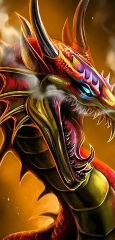 Vibrant and fiery dragon artwork for mobile wallpaper.