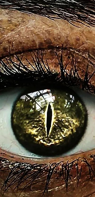 Close-up of a captivating reptilian eye with a golden iris.