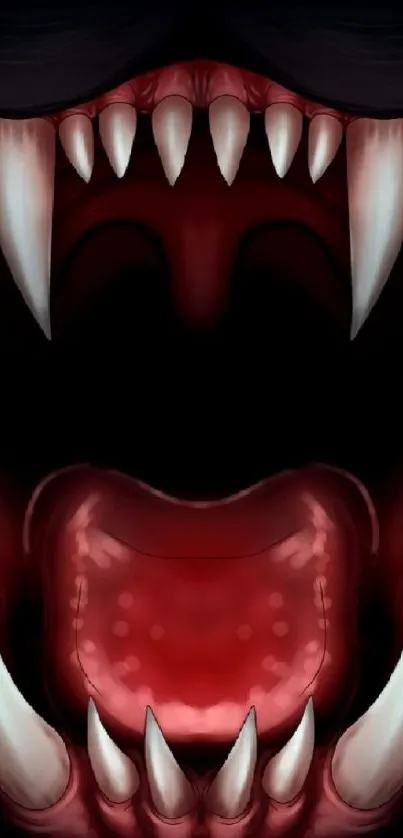 Fierce fanged beast mouth mobile wallpaper.