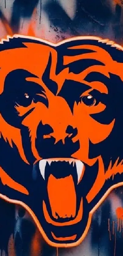 Fierce graffiti bear with bold orange tones and urban art style.