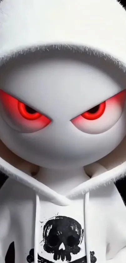 Red-eyed cartoon character in hoodie wallpaper