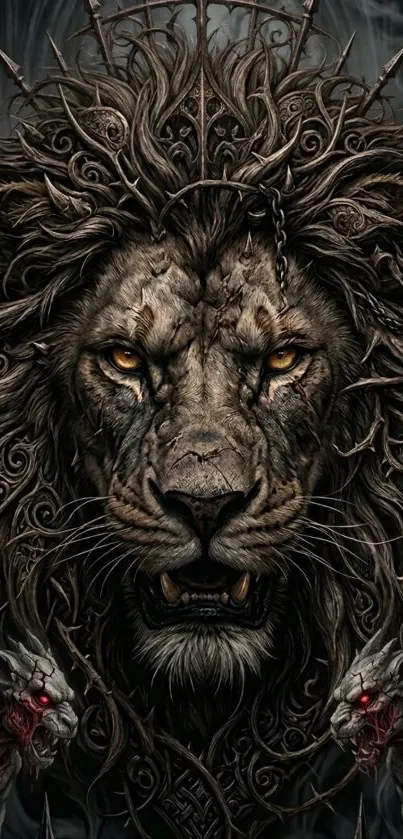 Artistic fierce lion with intricate details.