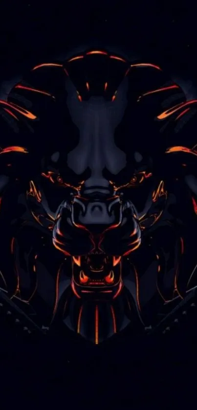 Fierce lion design with dark glowing accents in a stylish mobile wallpaper.