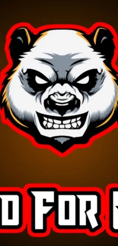 Mobile wallpaper with fierce panda gamer design on black background.