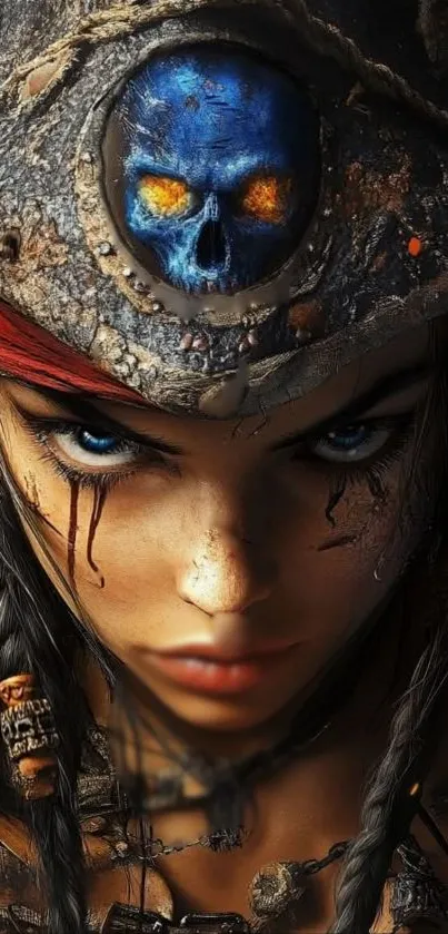 Fierce woman in pirate hat mobile wallpaper