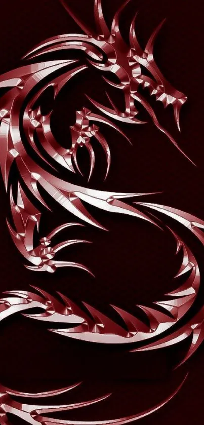 Red metallic dragon on a dark background.